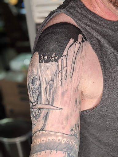 Explore dark fantasy tattoo ideas, creative tattoo ideas in Longmont, available at Sharkys Paradise