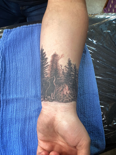 Explore tattoo ideas for men lower arm, creative tattoo ideas in Moweaqua, available at Fleshwound Tattoo
