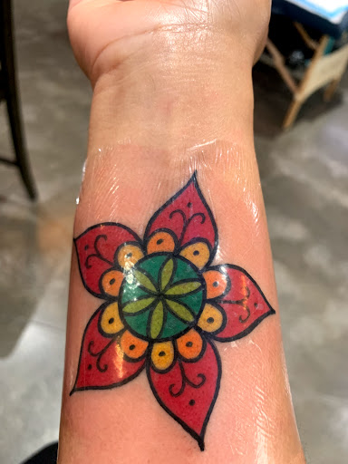 Explore leaf tattoo ideas, creative tattoo ideas in Junction City, available at Patriot Tattoo Company