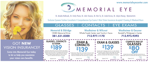 Optometrist «Memorial Eye @ Eldridge», reviews and photos, 15080 Memorial Dr, Houston, TX 77079, USA