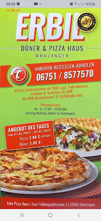 ERBIL - Döner & Pizza Haus à Monzingen menu