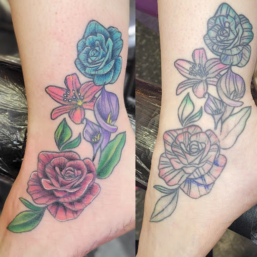 Explore bouquet tattoo ideas, creative tattoo ideas in Fond Du Lac, available at In Your Face Tattooz LLC