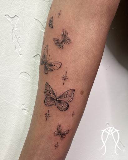 Explore guitar tattoo ideas, creative tattoo ideas in Scipio Center, available at Ace of Wands Private Tattoo & Tarot Studio . Appointment Only