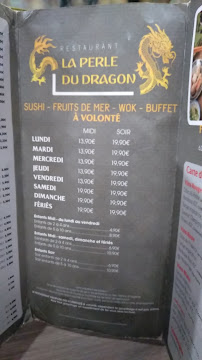 LA PERLE DU DRAGON à Anglet menu