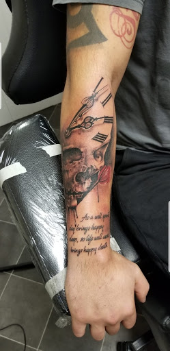 Explore men thigh tattoo ideas, creative tattoo ideas in Richmond, available at Captured Moment Tattoos