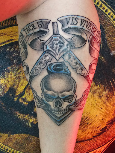 Explore pentagram tattoo ideas, creative tattoo ideas in Omaha, available at Grinn & Barrett Tattoo