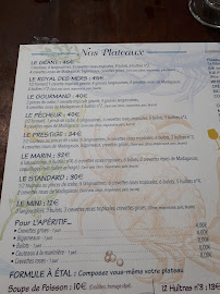 Restaurant de fruits de mer Chez Christine et Jean-Luc à L'Éguille (la carte)