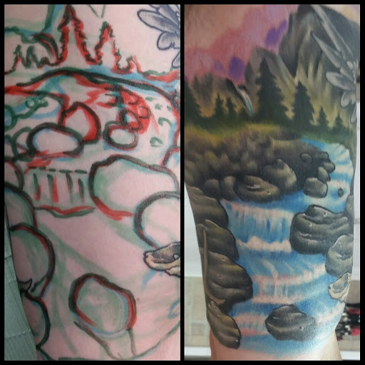 Explore campfire tattoo ideas, creative tattoo ideas in Syracuse, available at Oculus Tattoo Lounge