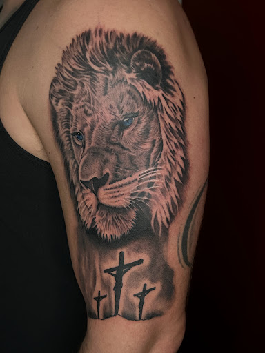 Explore chest piece tattoo ideas for men, creative tattoo ideas in Logansport, available at Mobs Haven