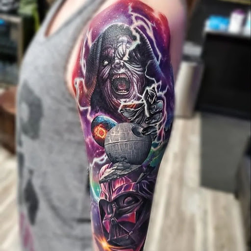Explore horror movie tattoo ideas, creative tattoo ideas in Utica, available at Watchtower Tattoo Company