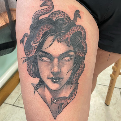 Explore mens back tattoo idea, creative tattoo ideas in Buffalo, available at Stay Weird Tattoo