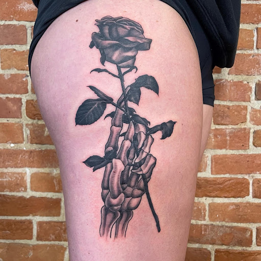 Explore tattoo ideas for women hip, creative tattoo ideas in Buffalo, available at The Tilted Rose Tattoo