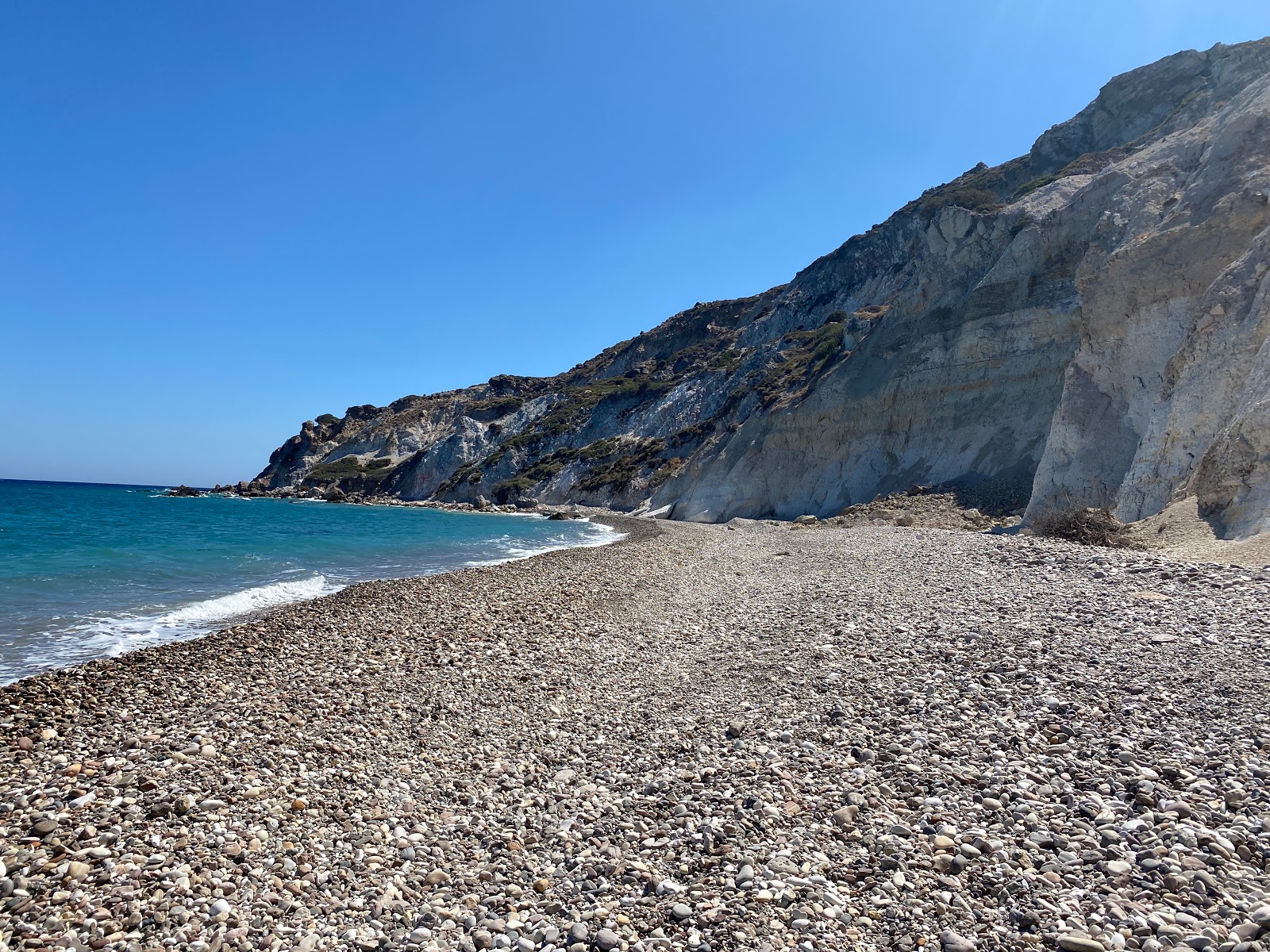 Foto von Kolimpisionas beach mit reines blaues Oberfläche