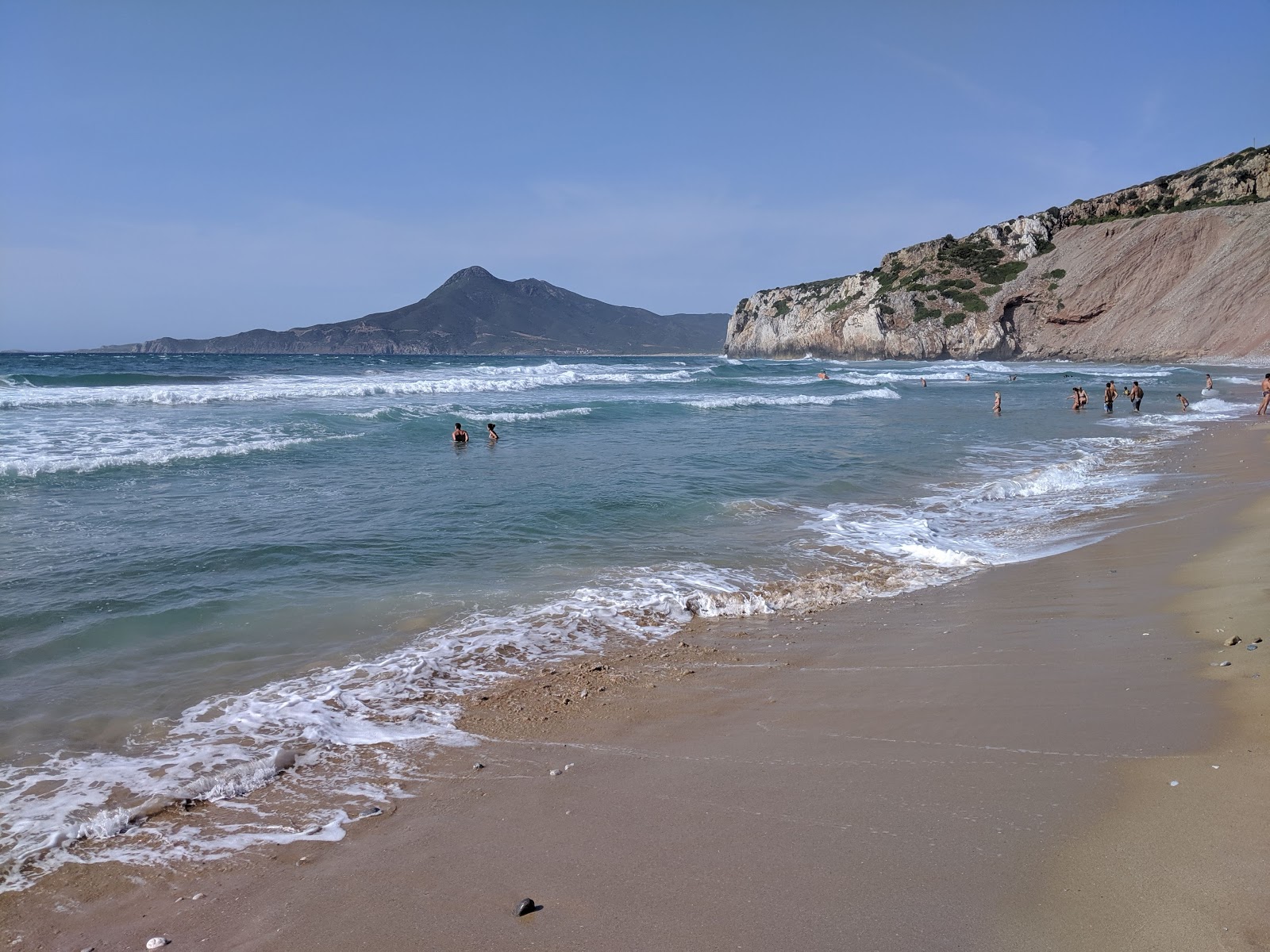 Photo of Buggerru beach and the settlement