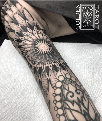 Explore breast tattoo cover up ideas, creative tattoo ideas in Winter Park, available at Golden Tarot Ink Club