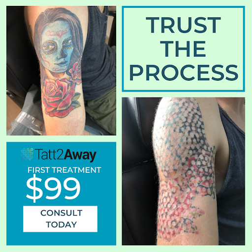 Explore sticker sleeve tattoo ideas, creative tattoo ideas in Huntington, available at Tatt2Away Huntington