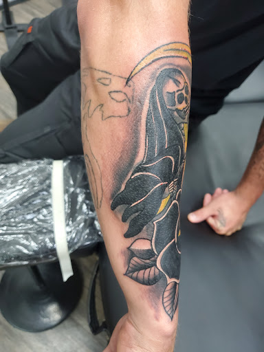 Explore rocket tattoo ideas, creative tattoo ideas in Casper, available at Black Sunday Tattoo