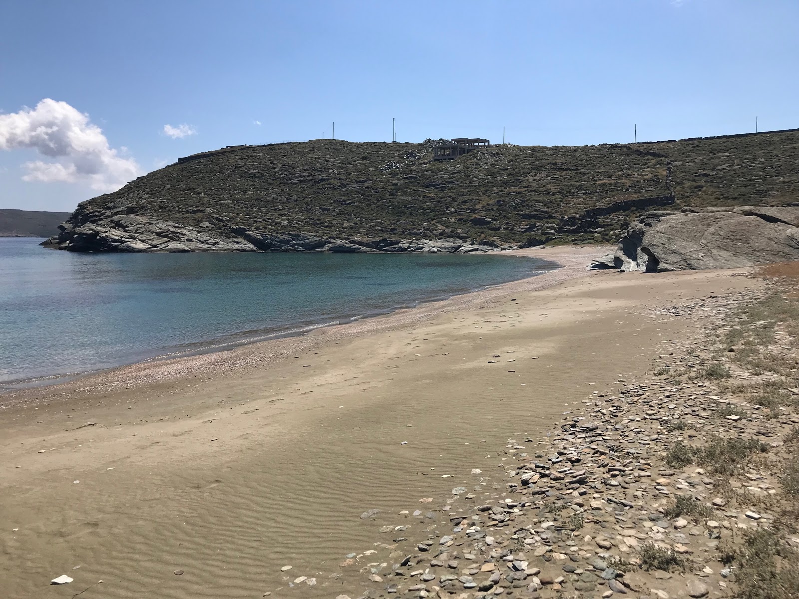 Foto av Paralia Agios Sostis omgiven av klippor