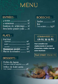 Menu du Thai street food à Modane