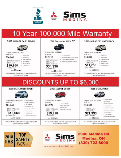 Mitsubishi Dealer «Sims Mitsubishi», reviews and photos, 2908 Medina Rd, Medina, OH 44256, USA