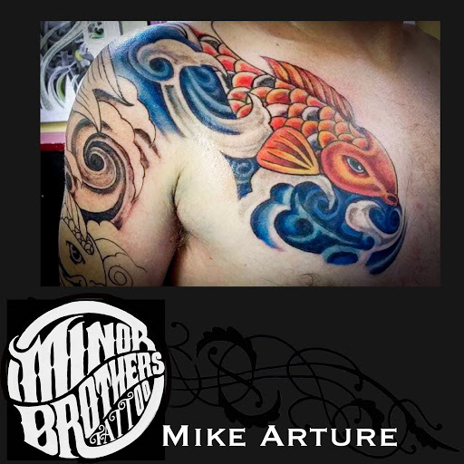 Explore tattoo sleeve shading ideas, creative tattoo ideas in Natrona Heights, available at Minor Bros. Tattoo & Time Machine Co.