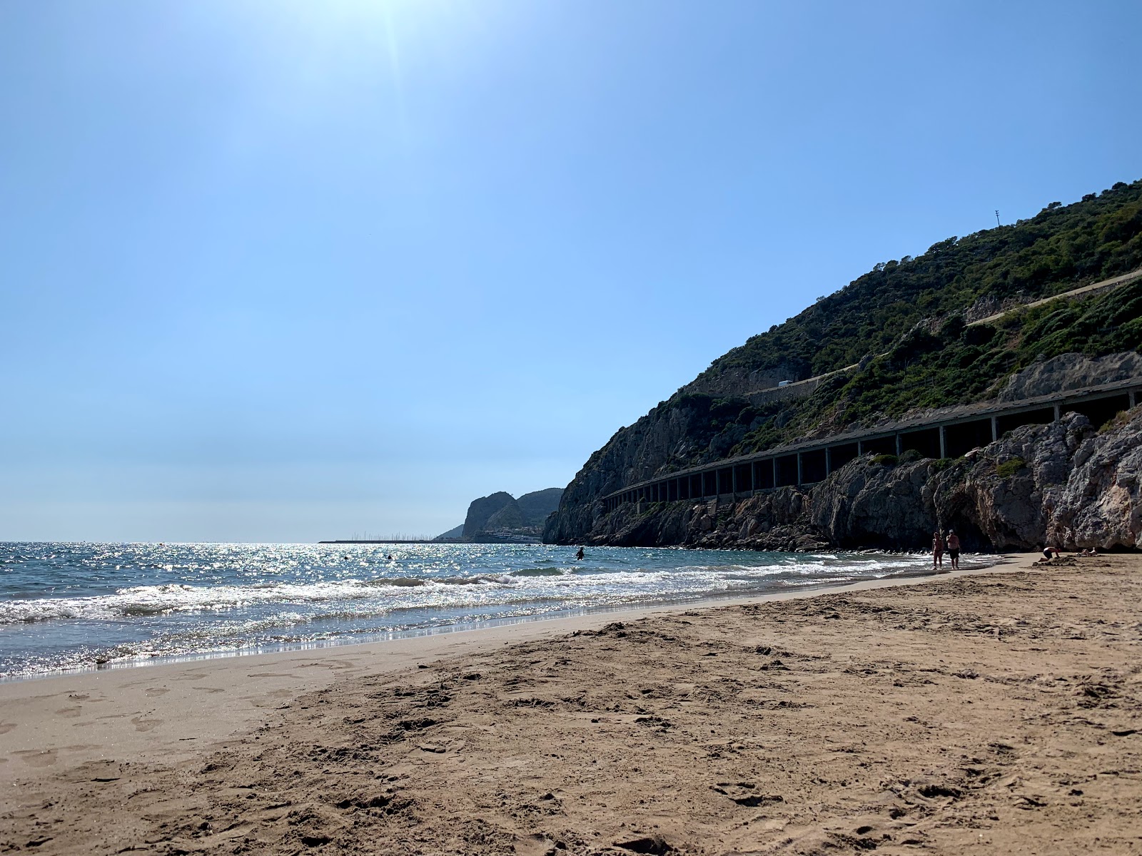 Φωτογραφία του Platja Port Ginesta με καφέ άμμος επιφάνεια