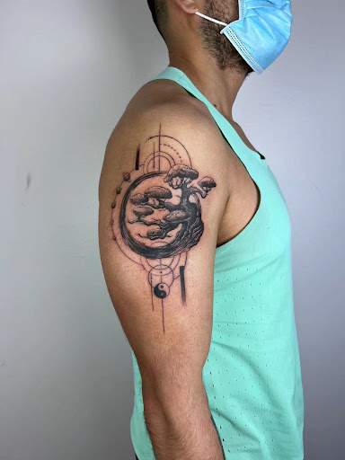 Explore tattoo shade ideas, creative tattoo ideas in Orange, available at Baron Art Tattoo