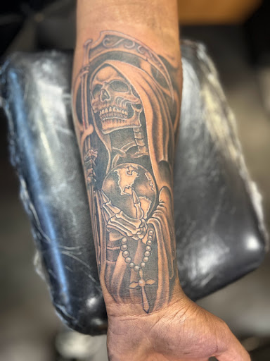 Explore front shoulder tattoo ideas, creative tattoo ideas in Las Vegas, available at Work of Art Tattoo and Piercing