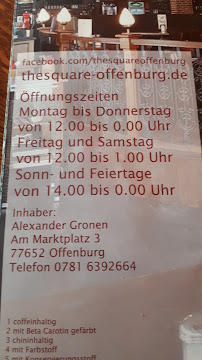 The Square à Offenburg menu