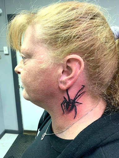 Explore men side neck cover up tattoo ideas, creative tattoo ideas in Hudson Falls, available at ALTERED ADDICTION TATTOOS