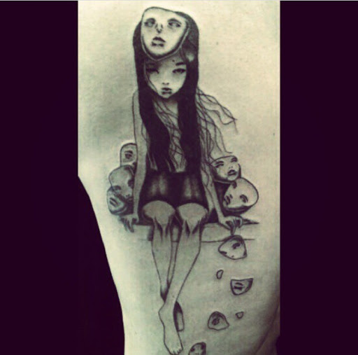 Explore simple thigh tattoo ideas, creative tattoo ideas in San Diego, available at Sideshow Tattoo and Piercing