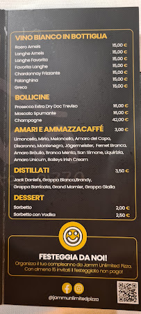 Menu / carte de JAMM Alessandria à Alessandria