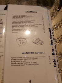 Restaurant Le QG à Paris (le menu)