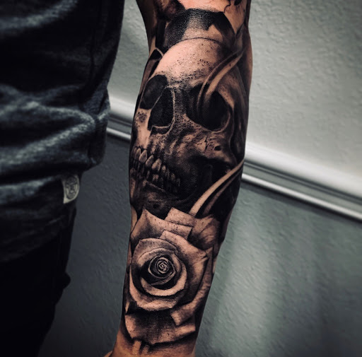 Explore iron maiden tattoo ideas, creative tattoo ideas in Wesley Chapel, available at Inkjutsu Tattoo Studio