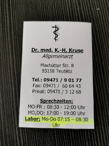 Dr.med. Karl-Heinrich Kruse Maxhütter Str. 8, 93158 Teublitz, Deutschland