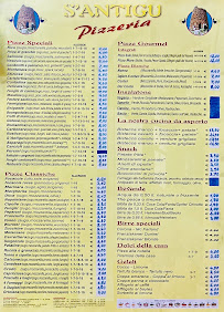 Menu du Pizzeria S'Antigu à Cagliari