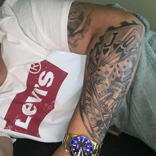 Explore men's memorial tattoo ideas, creative tattoo ideas in Garden Grove, available at Dr. Tattoo Studio