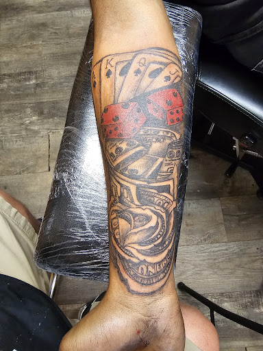 Explore hard working tattoo ideas, creative tattoo ideas in Charlottesville, available at ScottyrocksTwisted Inks