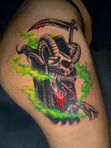 Explore hot rod tattoo ideas, creative tattoo ideas in Los Angeles, available at Oaxaca Ink tattoo shop
