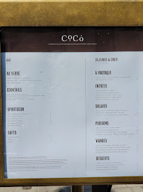 Restaurant français CoCo à Paris - menu / carte