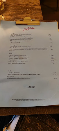 Restaurant Bibiche à Paris - menu / carte