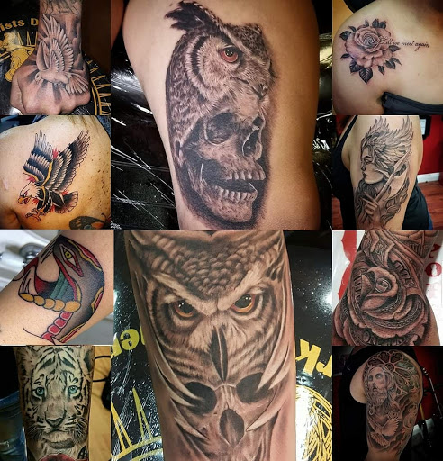 Explore back of shoulder tattoo ideas, creative tattoo ideas in Modesto, available at Young Guns Tattoo Studio