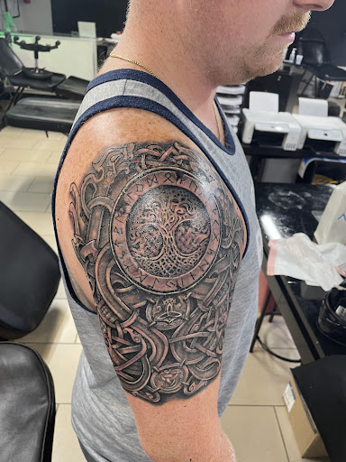 Explore tattoo ideas wolf, creative tattoo ideas in Sarasota, available at SEVEN SINS Tattoo Studio