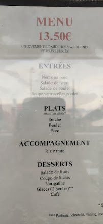 Carte du Restaurant Palais d'Asie à Aussonne