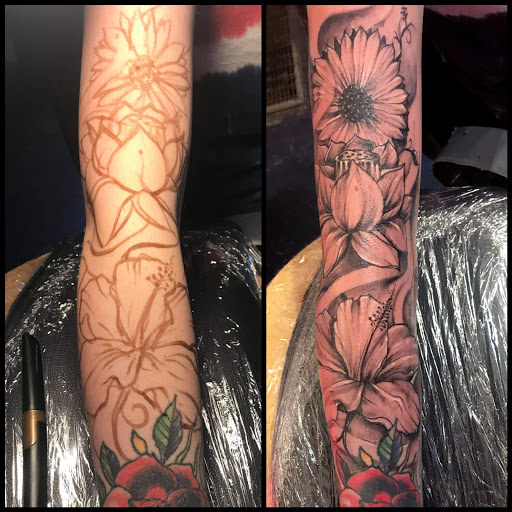 Explore half sleeve tattoo ideas for guys, creative tattoo ideas in Roanoke, available at RailYard INK
