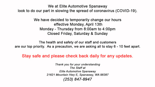Auto Repair Shop «Elite Automotive», reviews and photos, 21621 Mountain Hwy E, Spanaway, WA 98387, USA