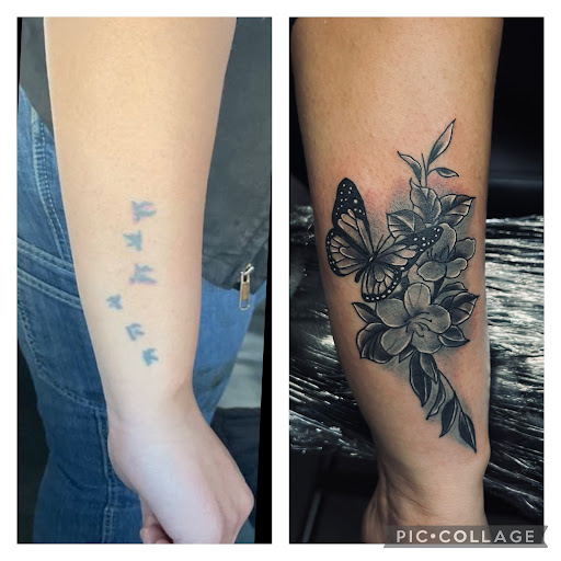 Explore ideas for matching couple tattoos, creative tattoo ideas in Mcallen, available at House of Tattoos