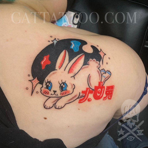 Explore hippie spiritual tattoo ideas, creative tattoo ideas in Addison, available at Cat Tattoo