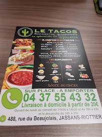Menu du Le Tacos de Jassans à Jassans-Riottier