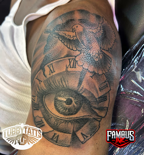 Explore left chest tattoo ideas, creative tattoo ideas in Hammond, available at Famous Ink, Inc.